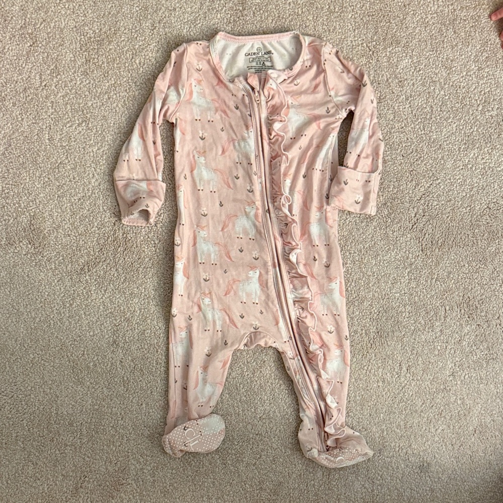 Caden Lane Light Pink Unicorn Footie